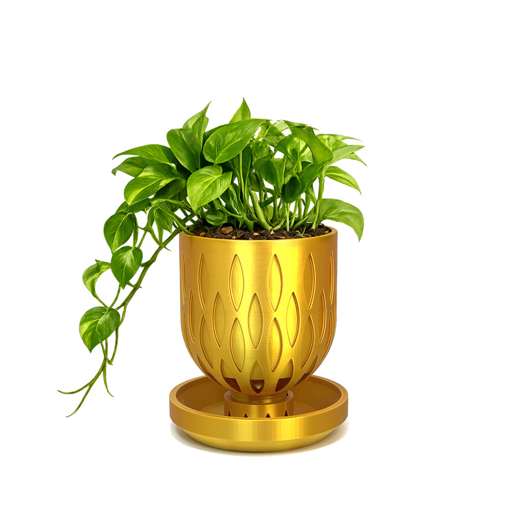 ikea gold plant pot 4.5 inch Crown Pot with Tabletop Drip Tray Frosted Clear / Pot + Tabletop Drip Tray 5.5 inch (14cm) wide