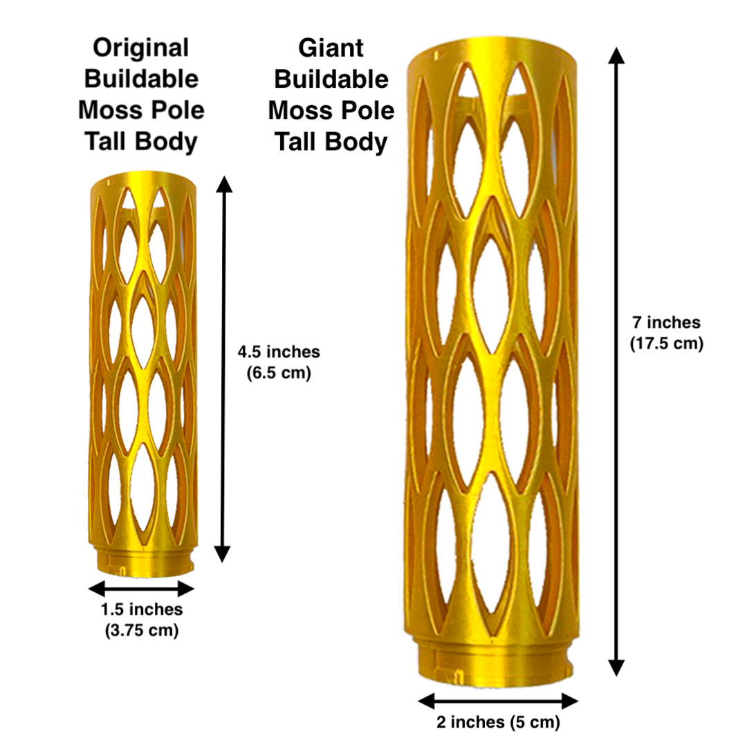 moss pole tall Giant 2" Diameter Anchor Base with Tall Body for Large Plant Buildable Moss Pole System – Stable Support for Soil & LECA Shiny Gold