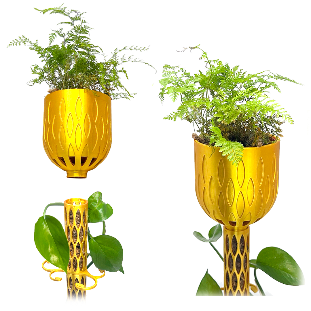 orla kiely hanging plant pot 4.5 inch Crown Pot for Topping Giant 2" Diameter Moss Poles – Leafy Cove