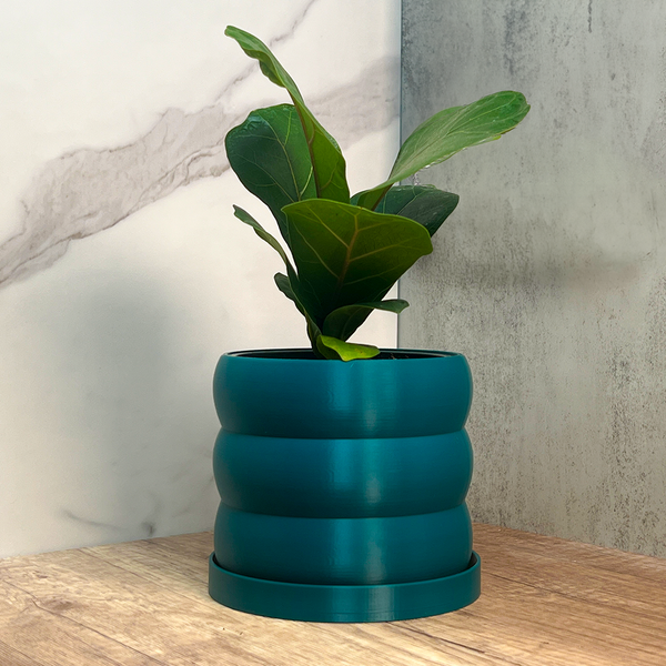 Round Bubble Plant Planter With Tray White / 6 Inch (15cm)