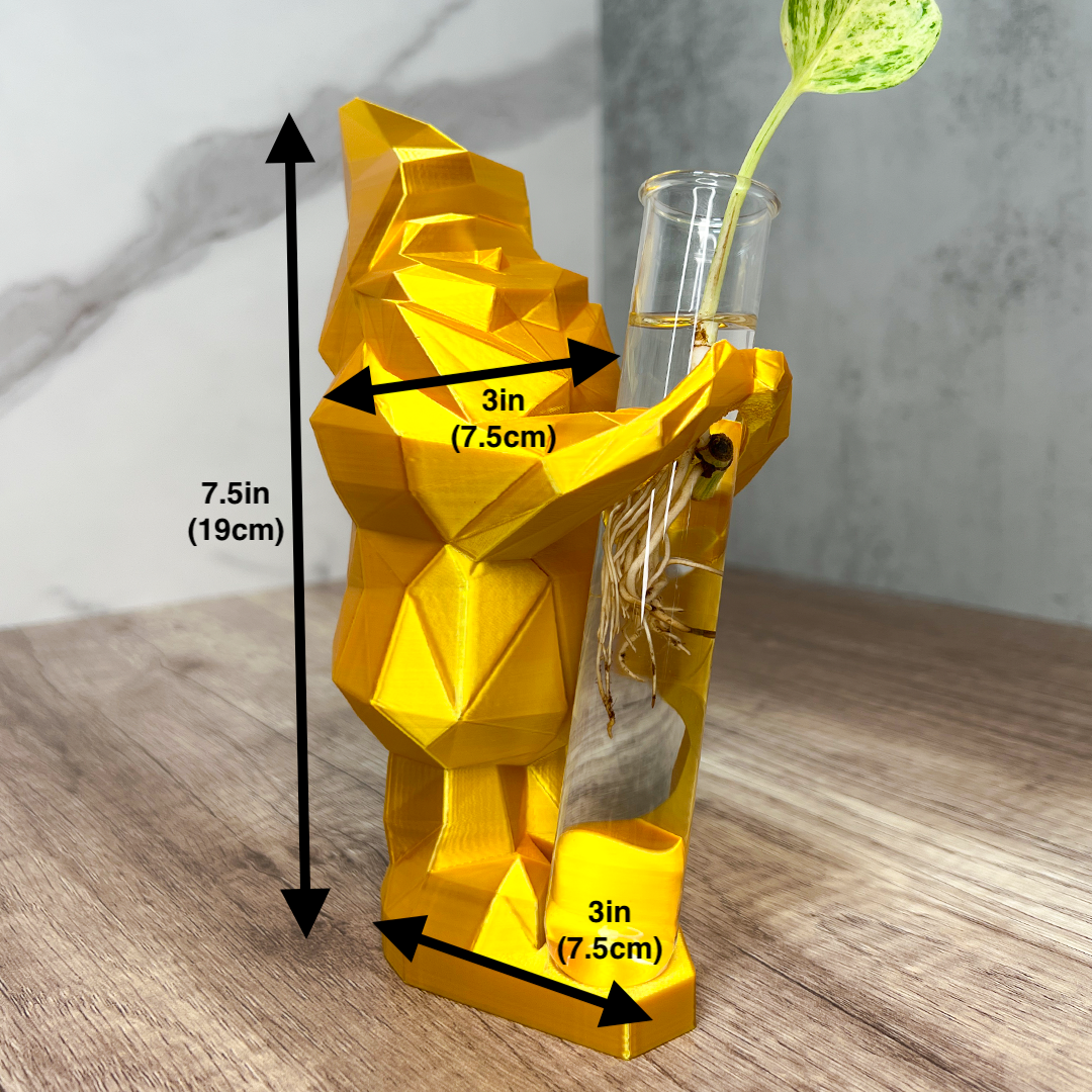 Modern Indoor Garden Gnome Geometric Sculpture Propagation Stem Vase Stand, A Modern Nano Da Giardino w/ Large Test Tube, Perfect Decor Gift - Leafy Cove 