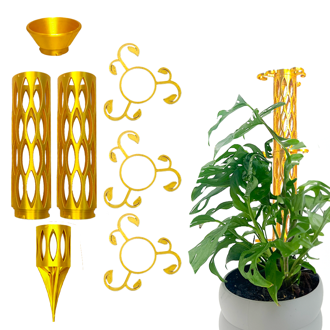 Sprouting Standard 1.5" Diameter Buildable Moss Pole with Leafy Stem Supports Starter Set